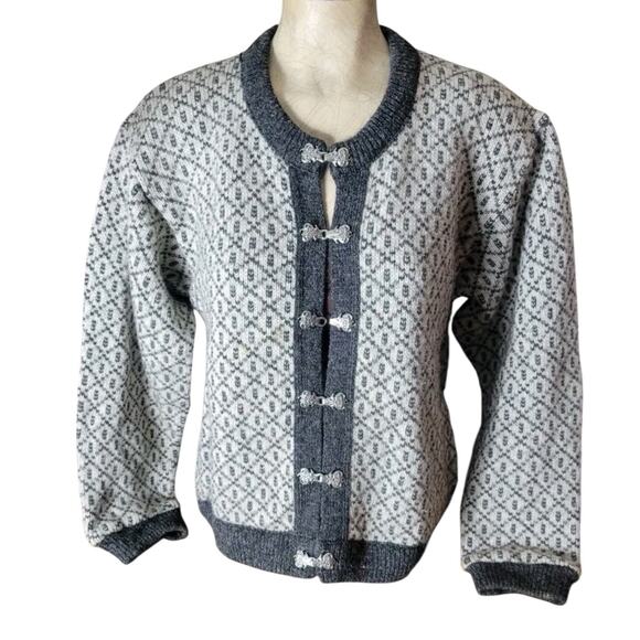 L.L. Bean Sweaters - Vintage LL Bean Norway Wool Ladies Nordic Cardigan Sweater Gray Size Medium